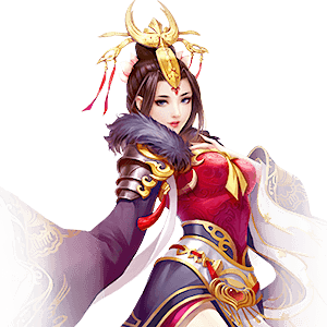身着紫金战衣的红颜形象